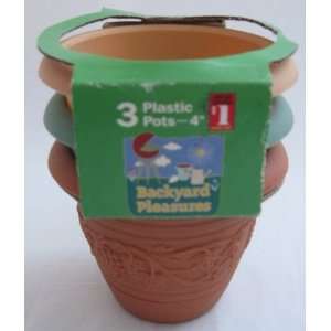  Set of 3 Plastic 4 in Planter Pots 