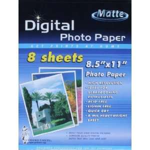 Digital Photo Paper   8 Sheets   8.5 X 11   Designed Exclusively for 