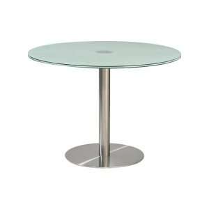  42 Inch Round Dining Table with Crackled Glass Top and 