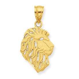 New 14k Yellow Gold Lion Head Fancy Polished Pendant  