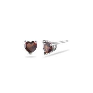    5 mm Heart Shaped Garnet Stud Earrings in Platinum Jewelry