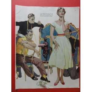 art by robert meyers, 1954 Print Art (3 men/beautiful woman) Orinigal 