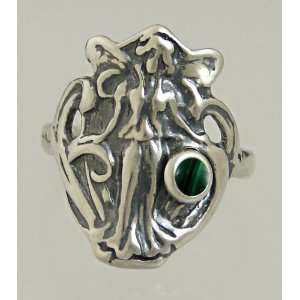   Nouveau Fairy Ring Featuring a Lovely Malachite Gemstone Jewelry