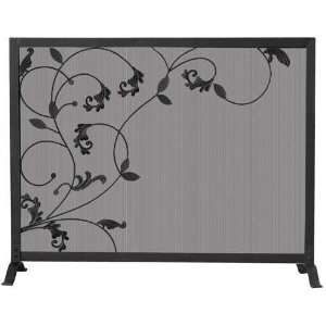 Uniflame 39 Inch Black Wrought Iron Three Panel Fireplace Screen With 