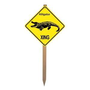  Alligator Xing Caution Crossing Yard Sign on a Stake Reptile 