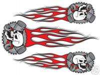Skull & Red Flame decals for motorcycles, helmets  