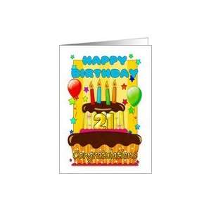    birthday cake with candles   happy 21st birthday Card Toys & Games