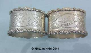 LOVELY PAIR OF EDWARDIAN SOLID SILVER NAPKIN RINGS  