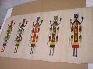 Vintage Native American Indian Woven Wool Rug 63x30 Corn Blanket Throw 