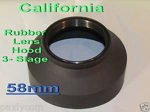 58 mm 3 Stage Rubber Lens Hood Canon Nikon Sony Sigma  