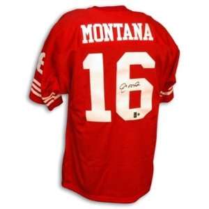  Joe Montana 49ers t/b Red Signed Jersey 