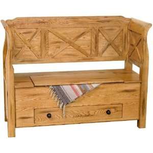  Sedona Bench with Storage and Drawer in Rustic Patio 