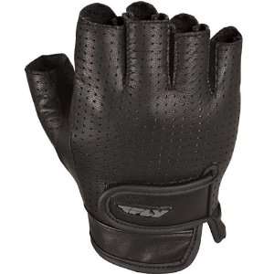 Fly Racing Half N Half Perforated Fingerless Leather Gloves , Color 