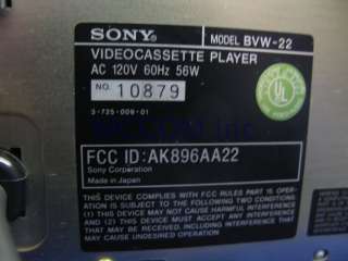 Sony BVW 22 Betacam SP Player  