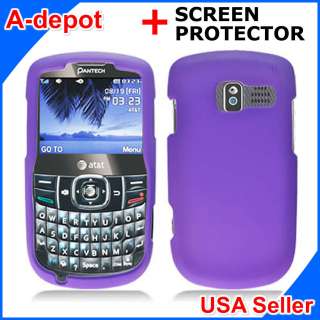 Pantech Link II 2 P5000 AT&T Purple Rubberized Hard Case Cover +Screen 