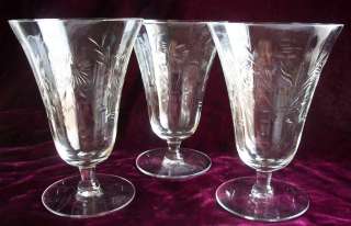 Set of 3 Beautiful Old Cut Crystal Parfait Glasses  