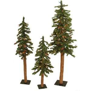 Set of 3 Natural Alpine Artificial Christmas Trees Multi Lights   2.5 