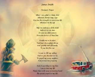 Firemans Prayer Personalized Poem Gift For Firefighter  