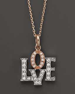 Diamond Love Pendant Necklace in 14K White and Rose Gold, .18 ct. t.w 