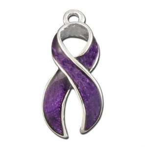   Purple Enamelled Pewter Awareness Ribbon Charm Arts, Crafts & Sewing