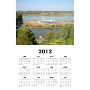   Airplane 2012 One Page Wall Calendar 11x17 inch on Glossy Paper