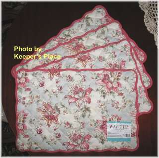   CORSAGE QUARTZ QUILTED FABRIC ROSE PLACEMATS SET OF 4 NEW w/ TAG