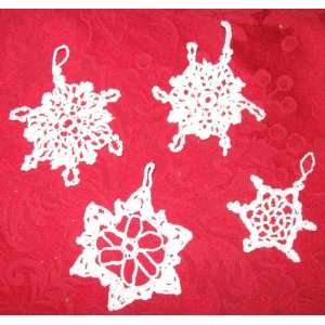  Set of 4 Crocheted Snowflakes 