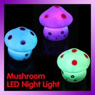 LED Novelty Lamp 7 Color Changing Night Romantic Mushroom Light Cute 
