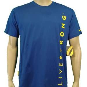  Livestrong Nike Mens Vertical Logo Shirt Blue Sports 