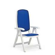 Nardi Delta 5 Position Folding Chair   White with Blue Sling at  