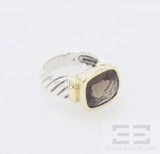   Yurman Sterling Silver & 14K Gold Smokey Quartz Ring Size 8.25  