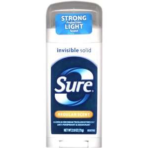  Sure Invisible Solid Deodorant, Regular Scent 2.6 oz (2 