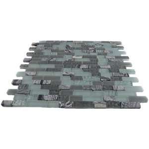 Misted Green Blend Brick Pattern 1/2X2 Marble & Glass Tile Bricks