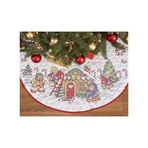  Gingerbread Delight Tree Skirt Stamped Cross Stitch Kit 