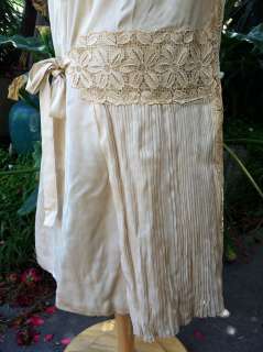   Flapper Wedding Tea Dress Gown Silk Micro Pleats Lace Gatsby study