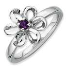   Sterling Silver Stackable Expressions Polished Amethyst Flower Ring