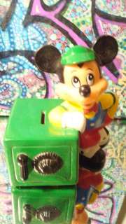 Vintage 1970s Disney MICKEY MOUSE with SAFE VINYL BANK  