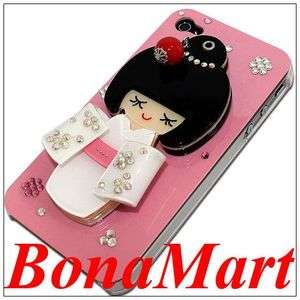   Lovely Japan Girl Bling Rhinestone Hard Case Cover iPhone 4 4S  