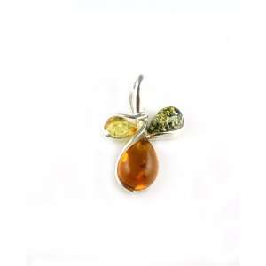   Stone Multi Amber & Sterling Silver Pendant Amber Collection Jewelry