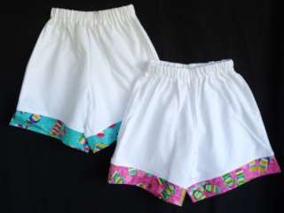 Girls Plus & Regular Size White w/2 Flip Flop Pattern Cuffed Shorts 