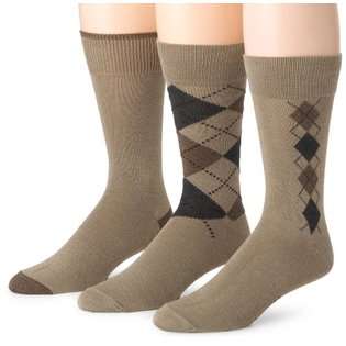 Nautica Nautica Mens 3 Pack Argyle Sock,Khaki Assort,8 to 12