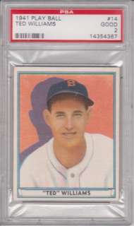 1941 TED WILLIAMS 3rd Year Boston Red Sox Play Ball #14   PSA 2 (Good 