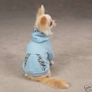 East Side Collection Zebra Dog Hoodie *BLUE* SMALL