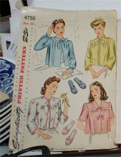 VINTAGE DRESS SEWING PATTERNS SIMPLICITY #4756 SIZE 36  