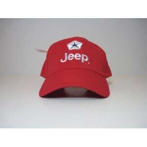  Jeep Baseball Hat Cap Red Adj. Velcro Back New 