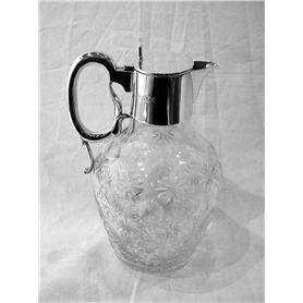 ANTIQUE SILVER & GLASS CLARET JUG / WINE JUG LONDON 1902  