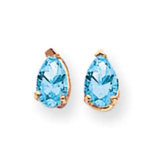 JewelryWeb 14k 6x4mm Pear Blue Topaz Earrings 
