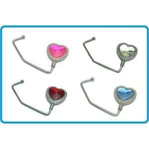  Crystal Heart Purse Hooks Handbag Hangers Assortment of 4 