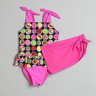   Swim Suit with Cover Up Sarong  Malibu Kids Clothing Girls Swimwear