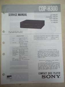 Sony Service/Repair Manual~CDP H300 CD Player  